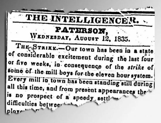 News article about the strike in the Paterson Intelligencer.