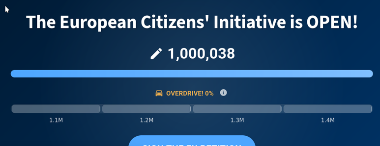 The counter reached a little over one million signatures.
