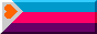 orange heart on white and 3 horizontal stripes: blue, red, purple