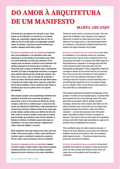 "De amor à arquitectura de um manifesto", instalação artística de Marta Arcanjo a decorrer este Sábado, dia 5 de Julho, no Centro Comercial Bombarda