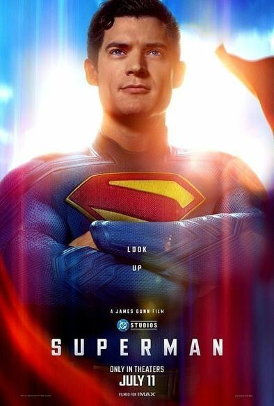 Superman poster featuring Superman with his arms crossed and the tagline "Look up"