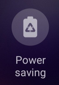 Screenshot of phone icon with text beneath that reads power saving