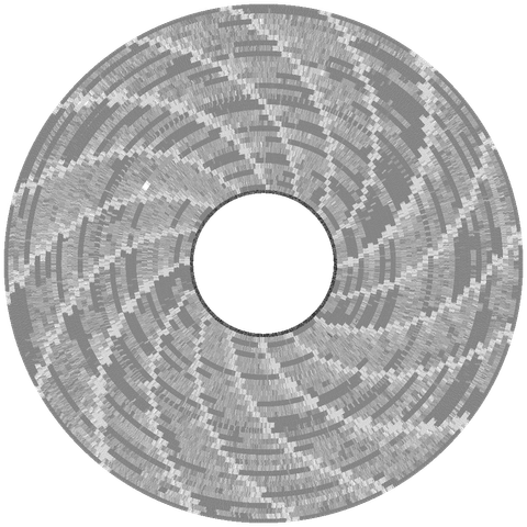 A graphical representation of the flux transitions which represent data on magnetic floppy disks, captured by the Applesauce Disk Controller from the disk titled The Wonders of the Animal Kingdom - Disk 1, Side B