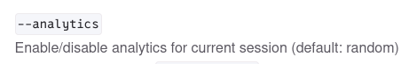 A screenshot of a documentation page showing a configuration option for enabling/disabling analytics.
It describes that the default value for that setting is "random".