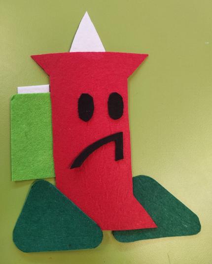 A felt art of Pin from BFDIA with her Mech Suit and Battery Pack.
