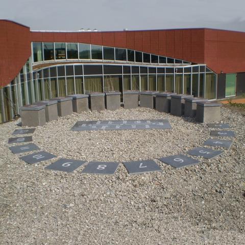 Living sundial of natural stone.
