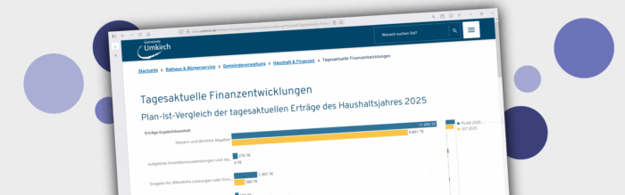 Screenshot der im Blogbeitrag beschriebenen Webseite zu den Gemeindefinanzen in Umkirch.