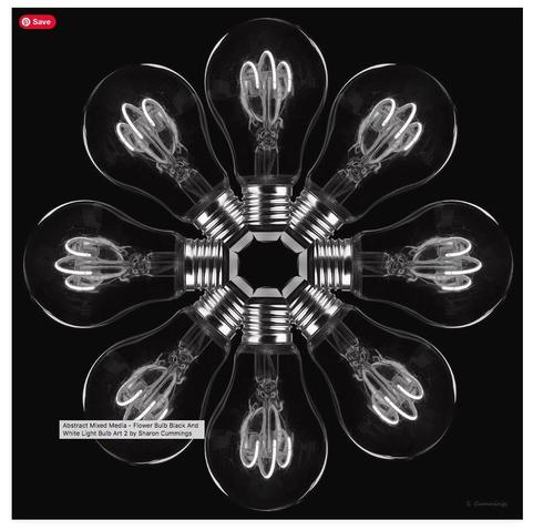 Black and white incandescent bulbs in a flower design by artist Sharon Cummings.