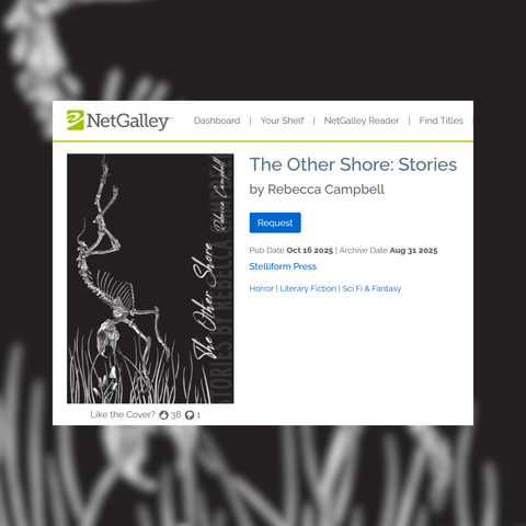 Screenshot from the netgalley download page for Rebecca Campbell's THE OTHER SHORE (short story collection)