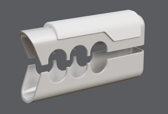 Screenshot of the SDF Modeler 3D editor, showing a science-fiction plasma gun model in progress.
