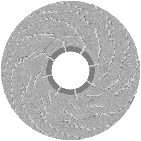 A graphical representation of the flux transitions which represent data on magnetic floppy disks, captured by the Applesauce Disk Controller from the disk titled Public Domain Disks - GS160 Utilities - Side 1