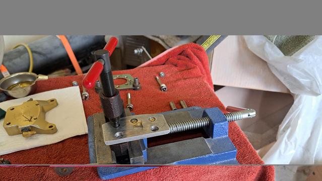 Rivets are used to attach new brake pads.