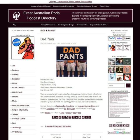 Dad Pants
Screenshot of the podcast listing on the Great Australian Pods website