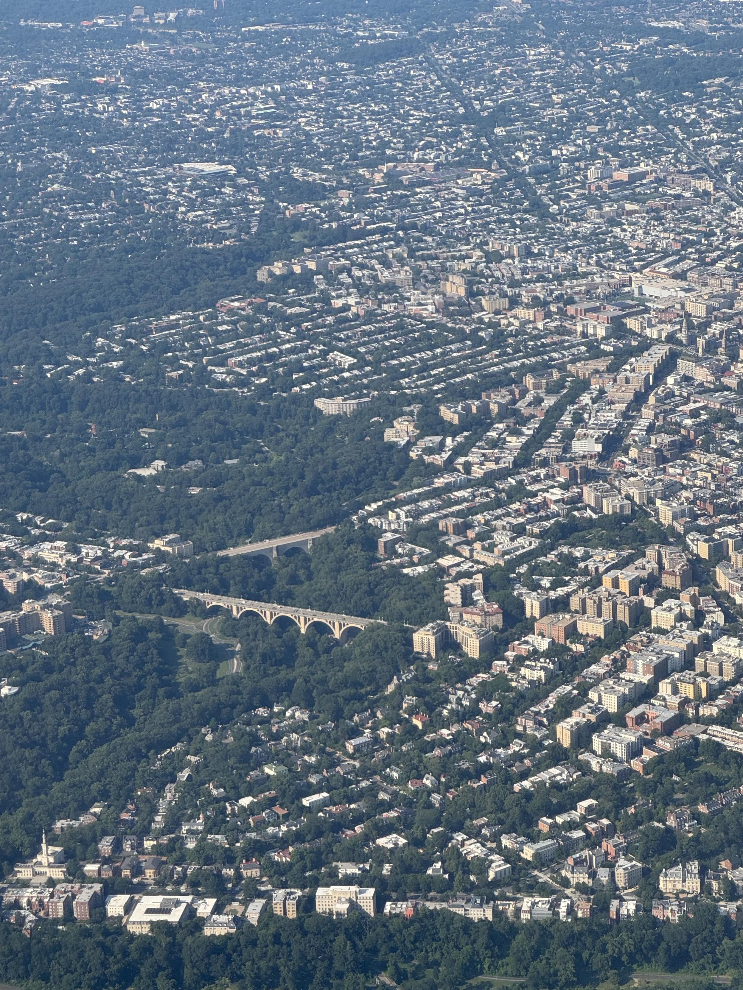 Rock creek park and the Taft bridge, as seen from above.