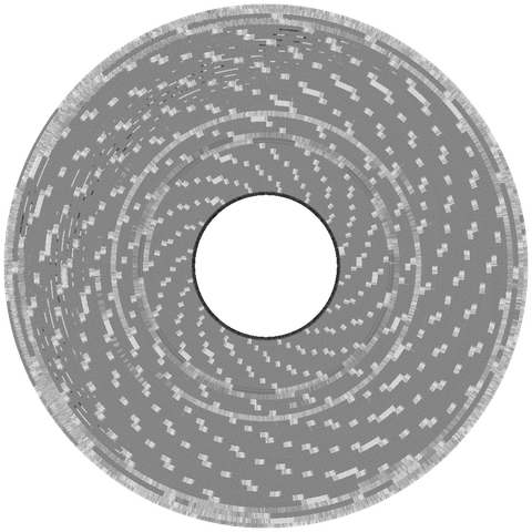 A graphical representation of the flux transitions which represent data on magnetic floppy disks, captured by the Applesauce Disk Controller from the disk titled Super Apple Basic - Disk 1, Side B