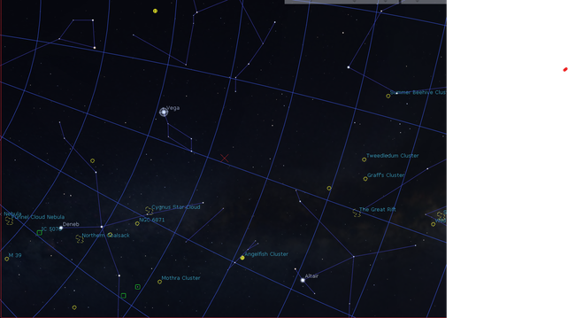 Sky simulation in planetarium software shows the wide angle coverage of the photo.