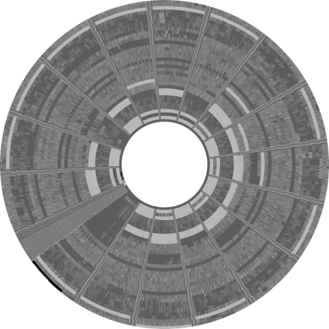 A graphical representation of the flux transitions which represent data on magnetic floppy disks, captured by the Applesauce Disk Controller from the disk titled Algebra Arcade - Disk 1, Side A