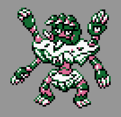 pixel art of shiny barbaracle in pokemon gold/silver style