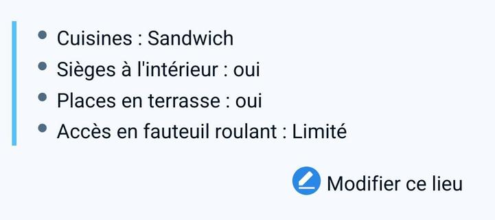 Capture d'écran du site cartes.app après appui sur un commerce.
on lit : modifier ce lieu