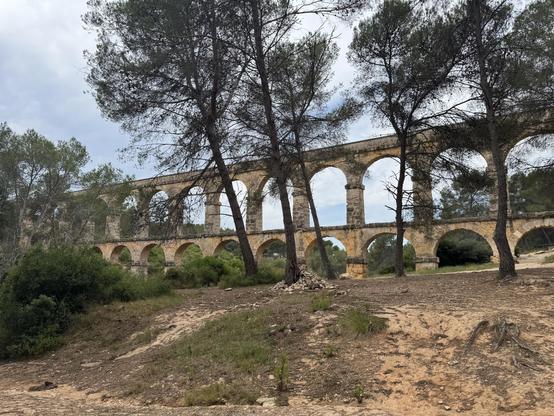 Les Ferreres Aqueduct is composed of two levels of arches: the upper section has 25 arches, and the lower one has 11.