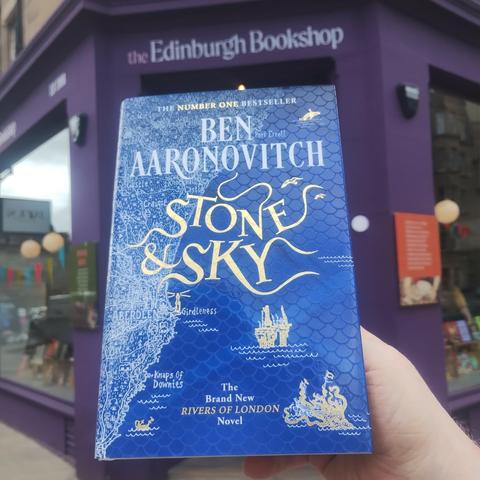 front cover of Stone and Sky, outside the Edinburgh Bookshop