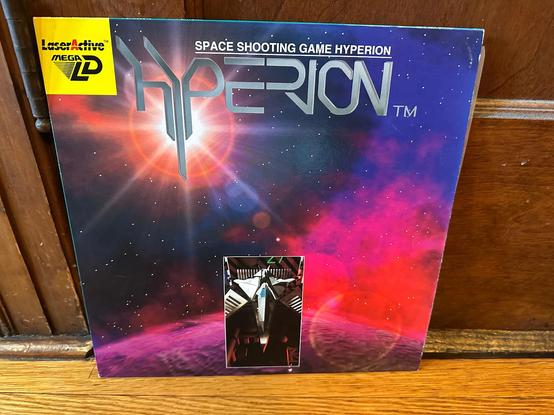 Space Shooting Game HYPERION for the Mega LD. These games come in cardboard sleeves like LaserDisc movies.