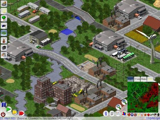 🕶️ A view of its UI, with most of the screen showing a bird's-eye view of an industrial zone with a river running through it, upper left showing control buttons, lower right a mini-map, and lower left the buttons of a video recorder.

📚️ LinCity-NG is an improvement on Lincity, and a libre, multi-platform socio-economic simulation inspired by Simcity, whose objective is to create and develop a city. The player is the mayor of a city, and leads its expansion within budgetary, population growth, pollution and transportation constraints. He takes into account ecology, goods (availability and production), raw materials (ore, steel, coal), energy (electricity, coal with finite resources, solar and wind energy), water, services (education, health, fire-fighting, leisure). The ultimate goal is to establish a sustainable economy, or to evacuate its citizens by spaceship.