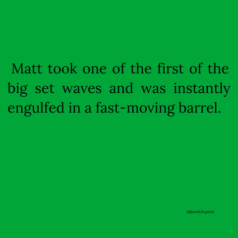 Matt took one of the first of the big set waves and was instantly engulfed in a fast-moving barrel.