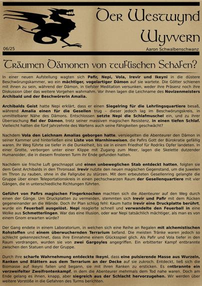 Die in-game Zeitung die ich rausbringe, damit die Spieler in der Westmarch Kampagne Up to Date sind.
