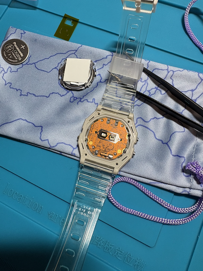 Sensor Watch Pro inserted into the F-91W case.