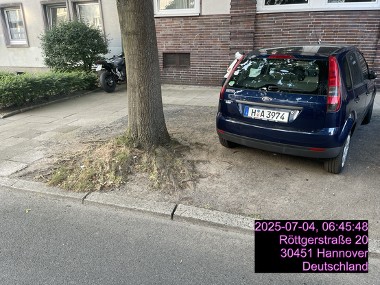 Illegale Autolagerflächen auf Baumwurzel wird In Hannover nicht als Solche geahndet - Sonst würden die Gemeldeten Stehzeuge nicht wochenlang dort stehen