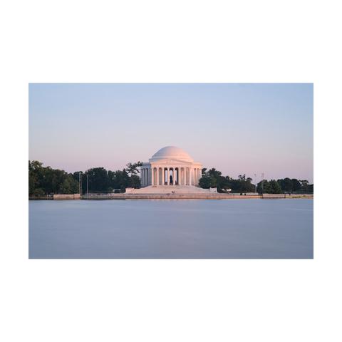 Portrait of the Jefferson Memorial in Washington DC at golden hour and in ultra slow shutter speed.