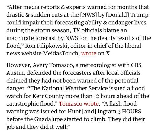 the part of the article talking about the flood watch issue.