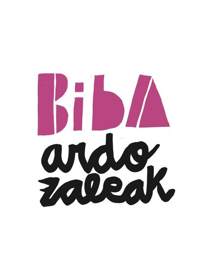 Biba ardozaleak logoa, Biba ardo kolorean eta zaleak beltzez, mattinen dideinuan.