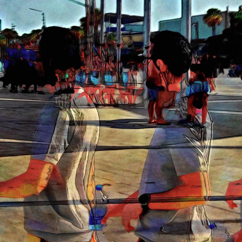 Barcelona digital edited street photography, made with the GNU Image Manipulation Program + G'MIC-Qt filters.