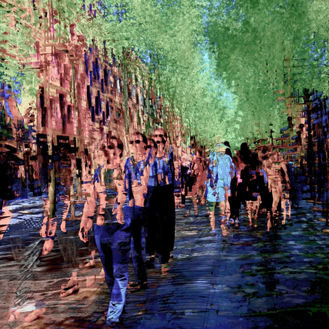 Barcelona digital edited street photography, made with the GNU Image Manipulation Program + G'MIC-Qt filters.