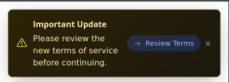 Warning variant of the NotificationBanner component