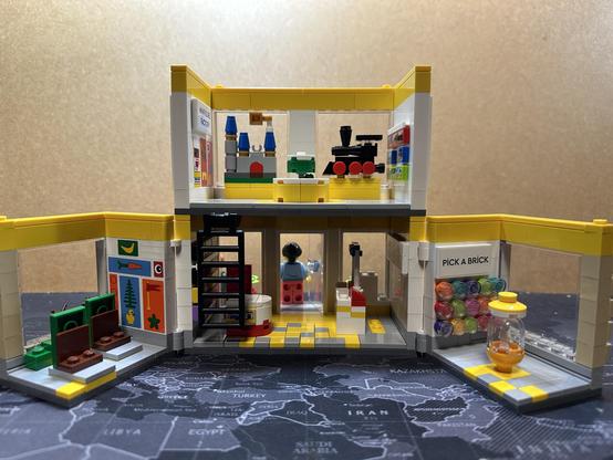 A Lego model of a Lego store.