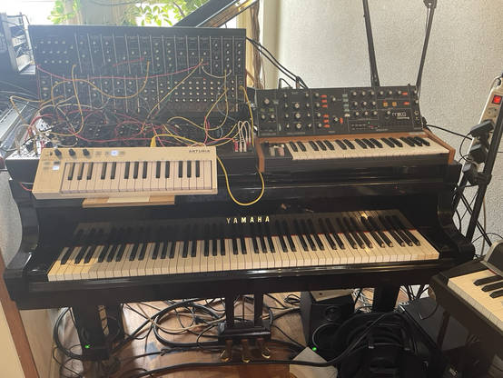 Our Analogue synths & grand piano are ready for the concert