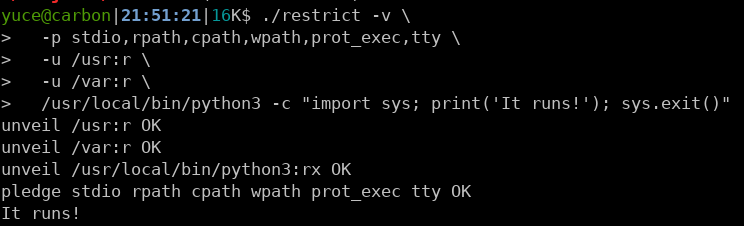 Screenshot of usage of restrict