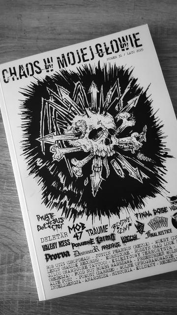 bialo-czarna okładka anarcho-punkowego zina CHAOS W MOJEJ GŁOWIE