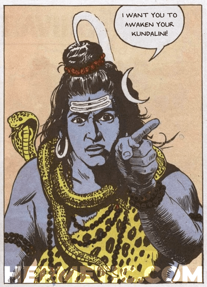 A panel from the comic Tales of Shiva, which looks a lot like the Uncle Sam "I Want You" posters, with Shiva pointing … and the dialog bubble text is in the post.
