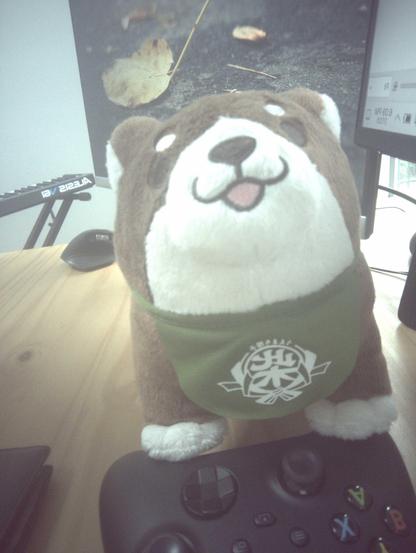 Picture taken in Plasma Camera with the Pixel 3a, showing a plushie doll on an xbox controller. The photo quality is reminiscent of early 2000s mobile phones.
