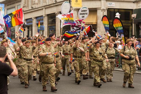 Military cadets having much more fun then officers.