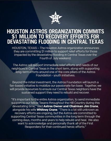 Love to see the Stros stepping up for the Hill Country🙏