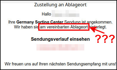 Bildbeschreibung:
Ausschnitt aus einer DHL Benachrichtigungs-E-Mail.