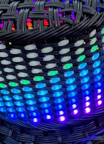 Led pebble strings weaving with poly rattan