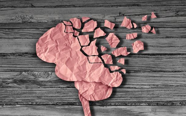 Illustration of a paper brain coming apart