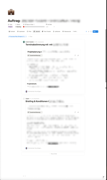 Beispiel für einen feed in Notion