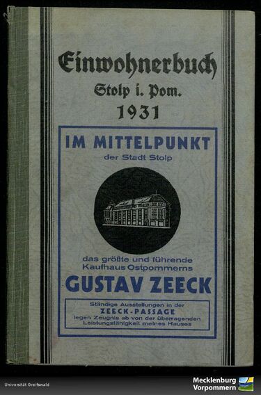 Adressbücher: Einwohnerbuch Stolp i. Pommern 1931